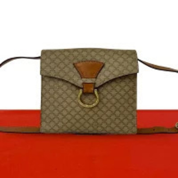 Celine Handbags - Celine Macadam Blazon Triomphe Leather Shoulder Bag Pouch Clutch Brown